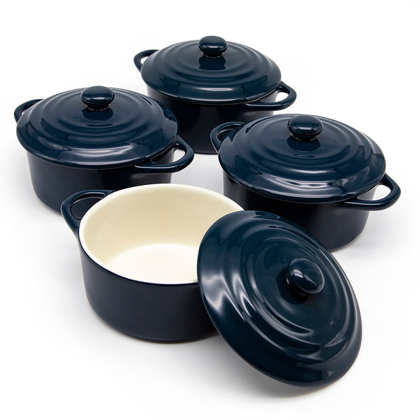 Kook Ceramic AU Gratin Baking Dishes, 12 oz, Set of 6, Black