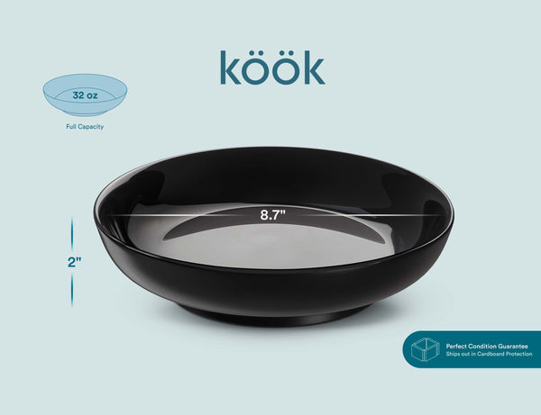 Ceramic Pasta Bowls, Black, 32 oz, Set of 6 – kook
