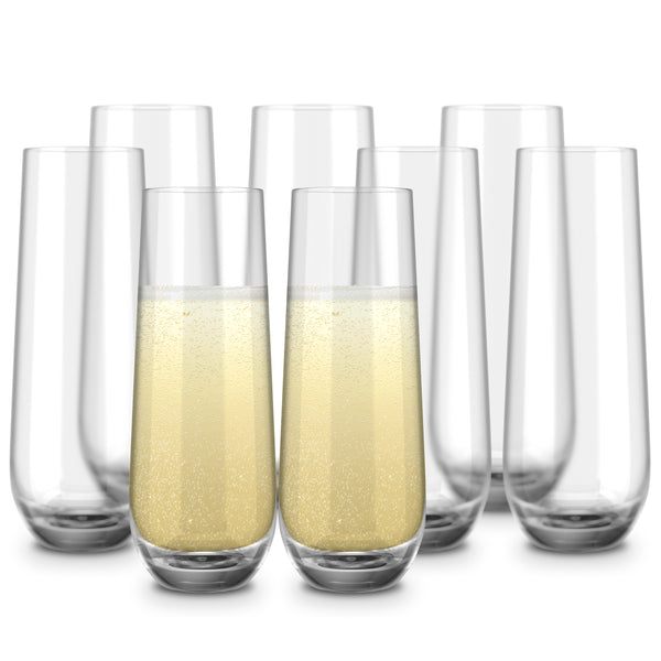 Stemless Champagne Flutes, 9.4 Oz, Set of 8