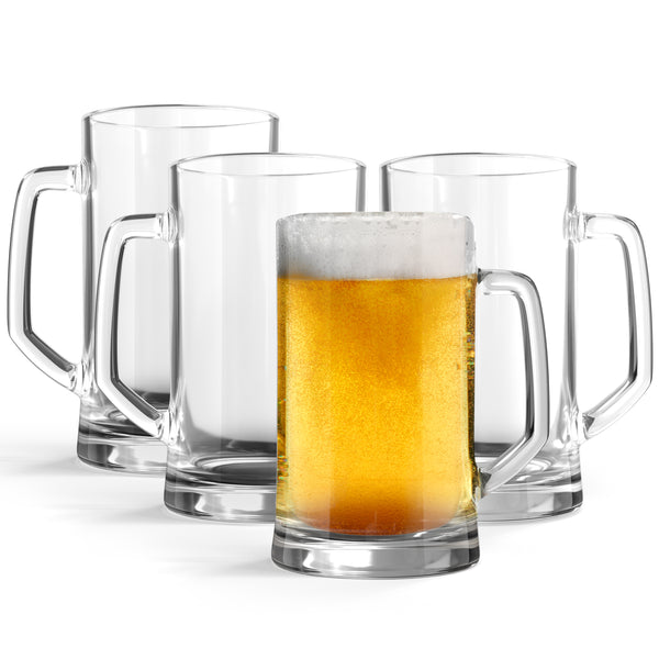 Classic Beer Mug Set, Beer Mugs with Handles, Glass Beer Steins, Freezable  Beer