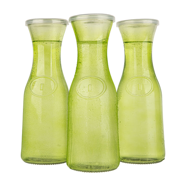 Glass Carafes with Lids, 35 oz, Set of 3 – kook