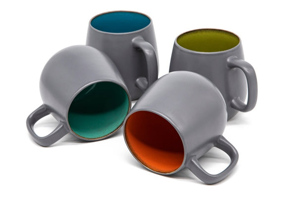 Multicolor Deco Coffee Mugs, 21 oz, Set of 4