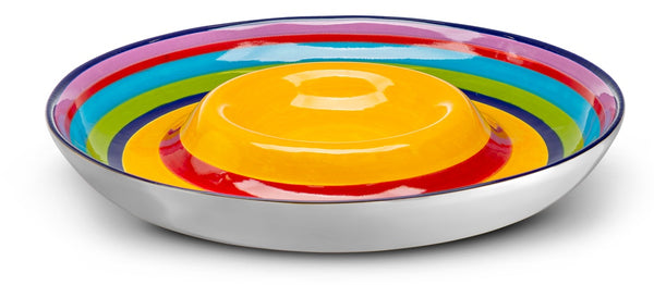 Ceramic Chip & Dip Serving Platter, Multicolor, 13 inch, Tinga Collection