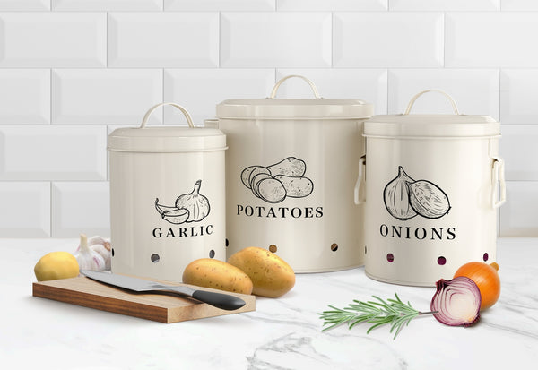 Farmhouse Storage Trio - Galvanized Potato, Onion and Garlic