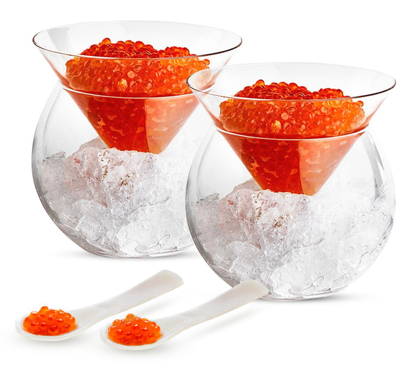 Caviar Chiller Dish and Cocktail Glass