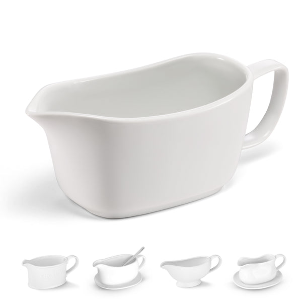 Ceramic Gravy Boat, White, 14 oz