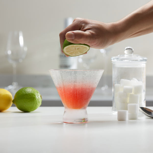 Stemless Ribbed Martini Glasses, 9 oz, Set of 4