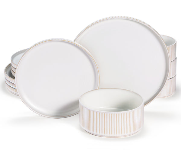 Vase and Vessel 12-Piece Ceramic Dinnerware Set – Hearthstone Collection