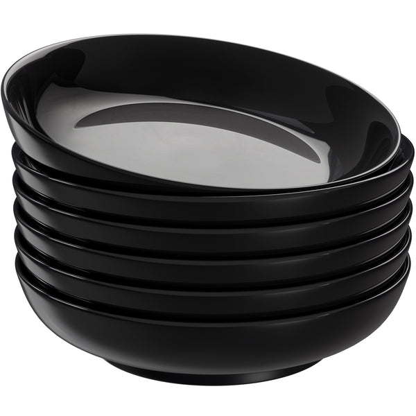 Ceramic Pasta Bowls, Black, 32 oz, Set of 6