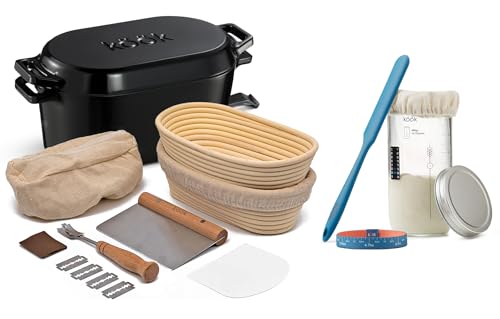 Kook Sourdough Bread Baking Kit with Dutch Oven & Proofing Baskets