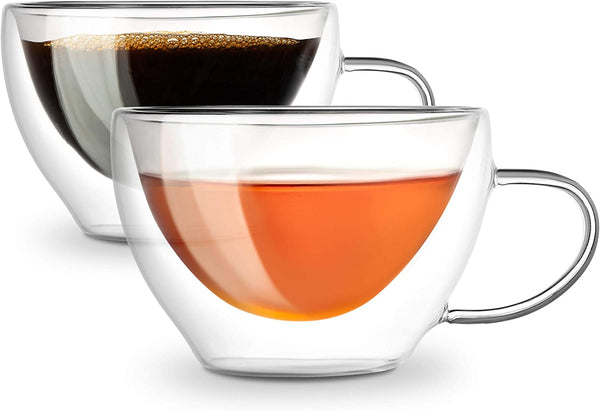 Glass Coffee Cups, 8 oz, Set of 2