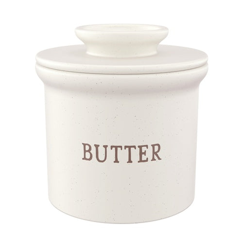 Kook French Ceramic Butter Keeper, Speckled Black, Size: 12.4 oz