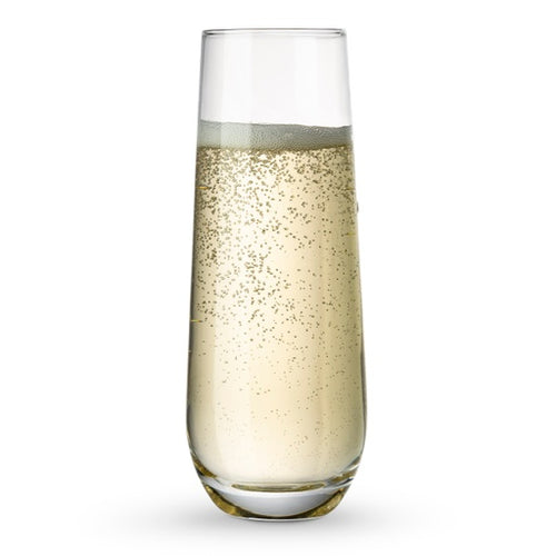Luxh Stemless Champagne Flutes Glass - Set of 4, 9.4 oz
