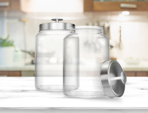 Glass/Wood 2-Piece Kitchen Canister Set