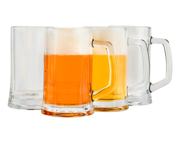 Glass Beer Mugs, 12 oz, Set of 4