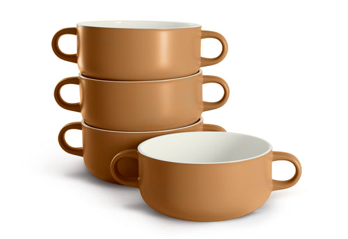 Kook 25-Oz Soup Cup Travel Mug with Handle & Microwave Lid, Set of 2  Pumpkin & Blue 
