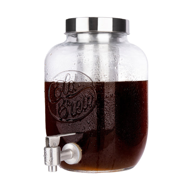 Glass Drink Dispenser, 1 Gallon, Silver, Set of 2 – kook