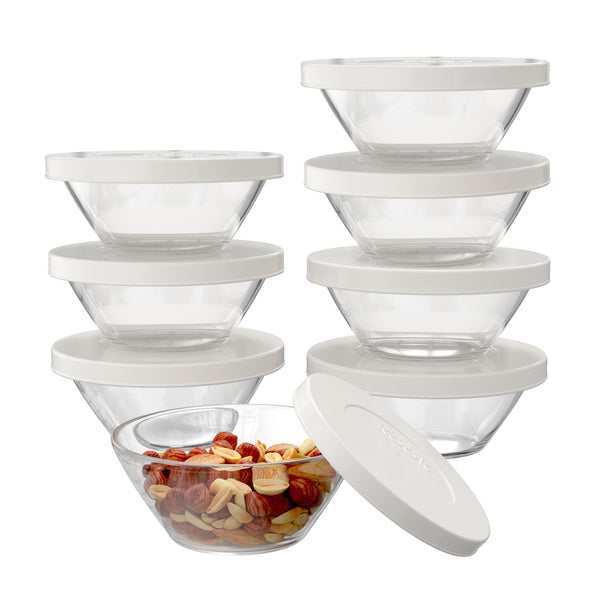 Mini Glass Prep Bowls with Lids, 7.25 oz, Set of 8