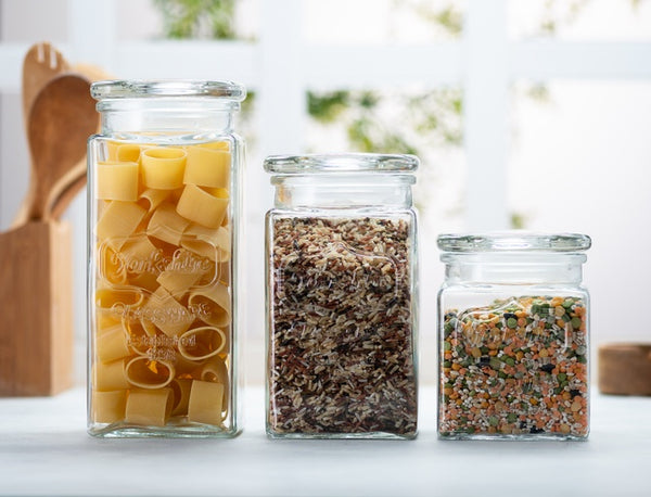 Glass Kitchen Storage Jars, Set of 3